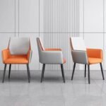 Luxury Minimalist Modern Dining Chair with Armrests - Ergonomic PU Leather Office & Kitchen Seating - Image 5