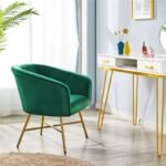 Elegant Green Velvet Club Accent Chair - Modern Metal-Legged Seating - Image 3