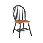 Elegant Black and Oak Solid Wood Dining Chairs - Set of 2 - Image 2