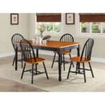 Elegant Black and Oak Solid Wood Dining Chairs - Set of 2 - Image 6