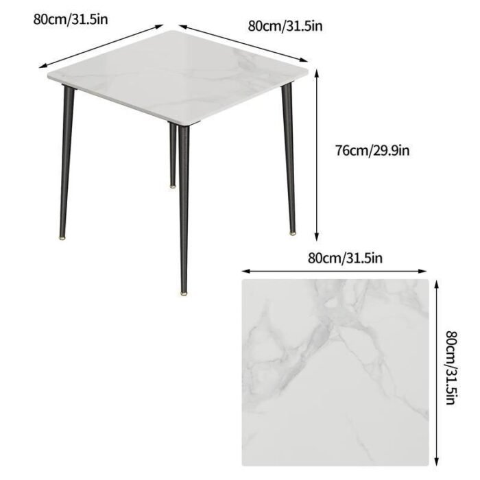 Modern Minimalist Sintered Stone Dining Table with Metal Legs - Image 7