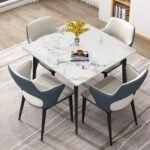 Modern Minimalist Sintered Stone Dining Table with Metal Legs - Image 2