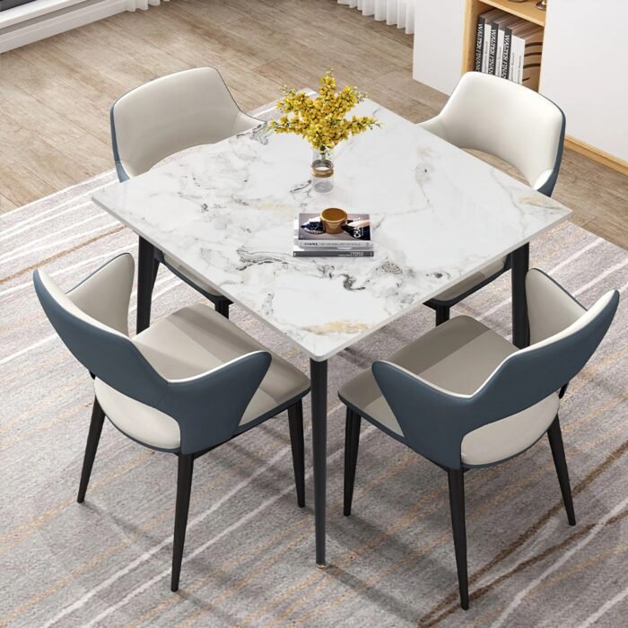 Modern Minimalist Sintered Stone Dining Table with Metal Legs - Image 2