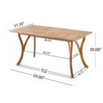 Elegant Teak Finish Acacia Wood Outdoor Dining Table - Image 7