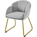 Elegant Gray Velvet Armchair with Golden Legs – Perfect for Dining & Lounging - Image 2