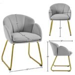 Elegant Gray Velvet Armchair with Golden Legs – Perfect for Dining & Lounging - Image 4
