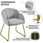Elegant Gray Velvet Armchair with Golden Legs – Perfect for Dining & Lounging - Image 5