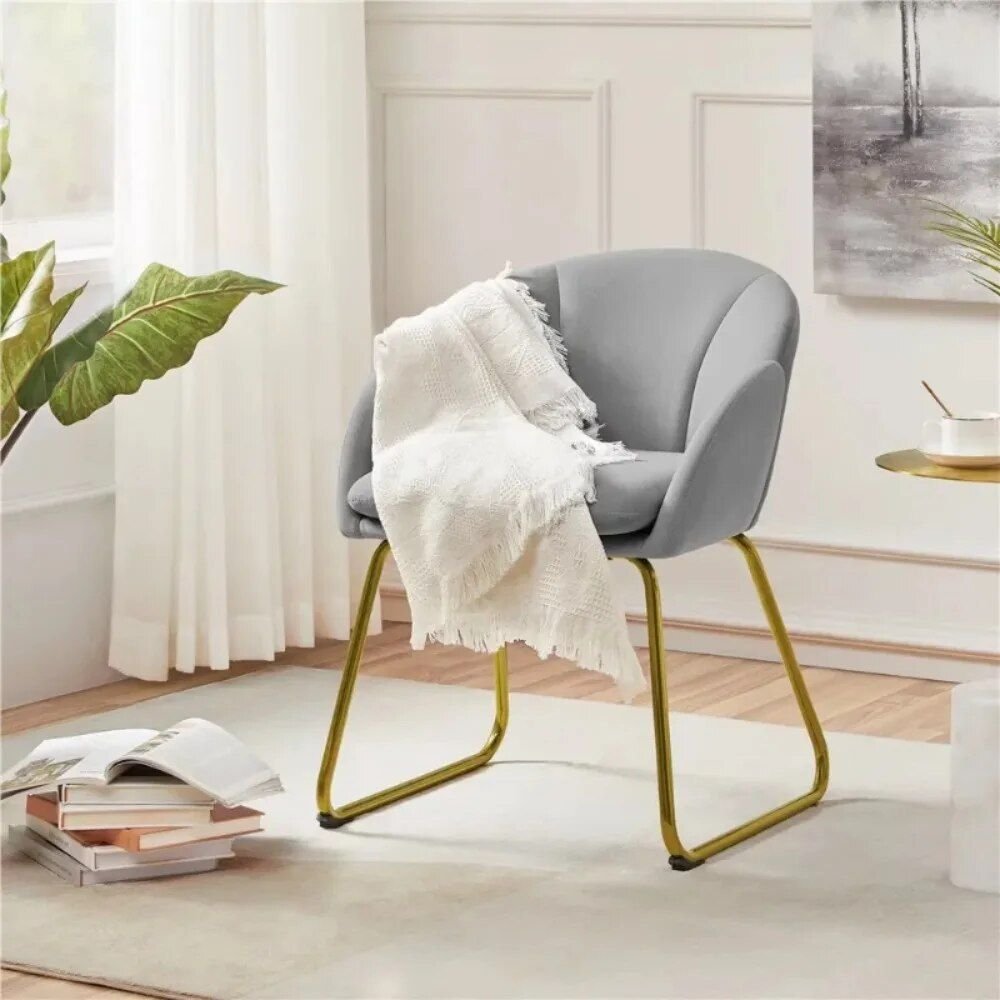 62070-df29e1.jpg Elegant Gray Velvet Armchair with Golden Legs – Perfect for Dining & Lounging - Image 1