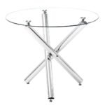 Elegant Round Glass Dining Table with Cross Leg Design - Image 2