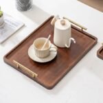 Elegant Wooden Serving Tray with Handles - Modern Rectangular Tableware for Home Decor - Image 3