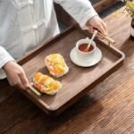 Elegant Wooden Serving Tray with Handles - Modern Rectangular Tableware for Home Decor - Image 4
