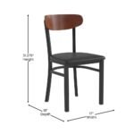 Walnut & Black Vinyl Dining Chair - Durable Metal Frame, Modern Design - Image 4