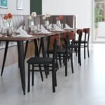Walnut & Black Vinyl Dining Chair - Durable Metal Frame, Modern Design - Image 7