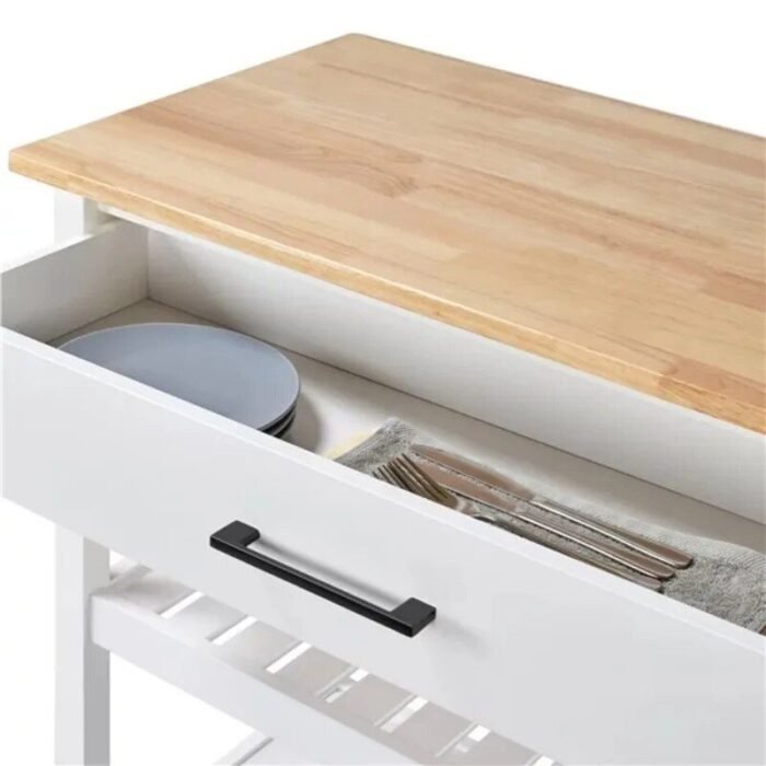 Elegant 40" White Kitchen Island Cart with Ample Storage - Image 7