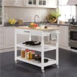 Elegant 40" White Kitchen Island Cart with Ample Storage - Image 3