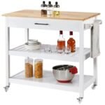 Elegant 40" White Kitchen Island Cart with Ample Storage - Image 2