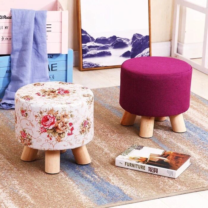 Charming Countryside Round Wood Stool - Image 2