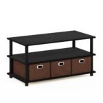 Modern Turn-N-Tube Coffee Table with Storage Bins, French Oak Grey/Black - Image 6