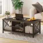 Elegant Farmhouse Walnut Brown Coffee Table - Image 5