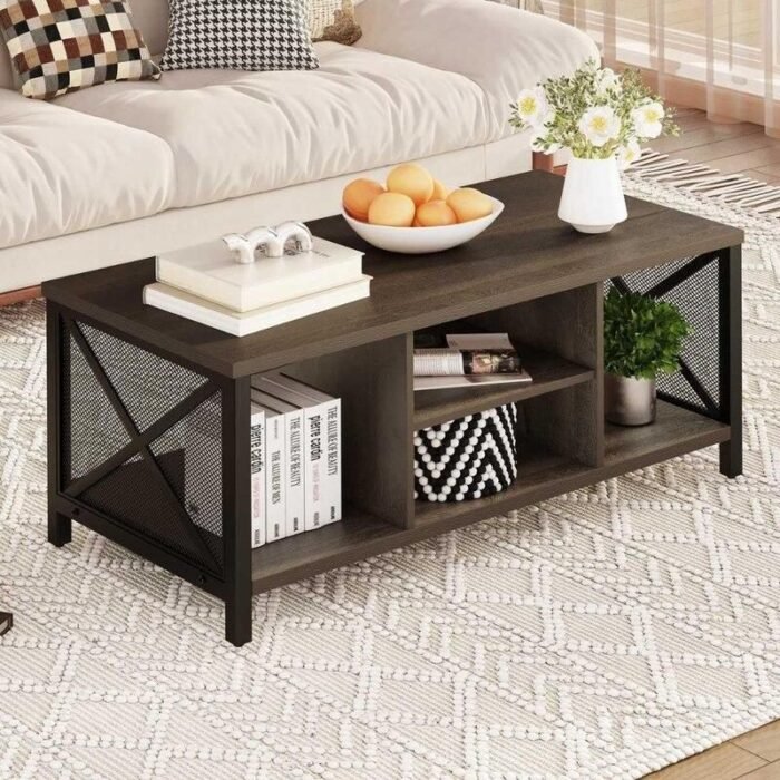 Elegant Farmhouse Walnut Brown Coffee Table - Image 1