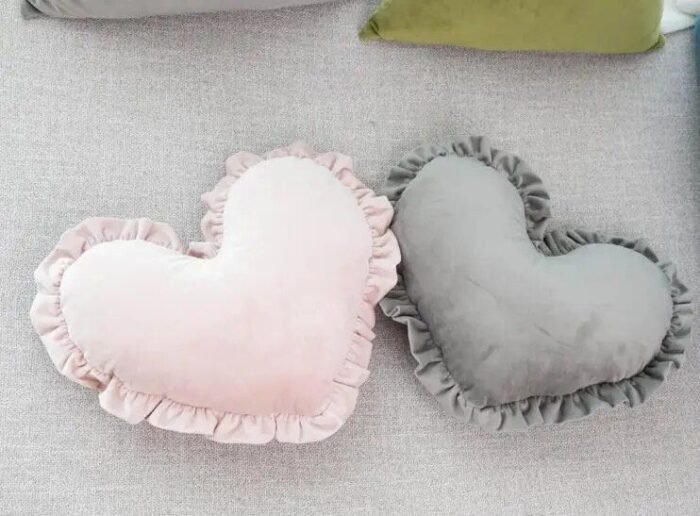 Charming Soft Pink Heart-Shaped Velvet Cushion - Image 7