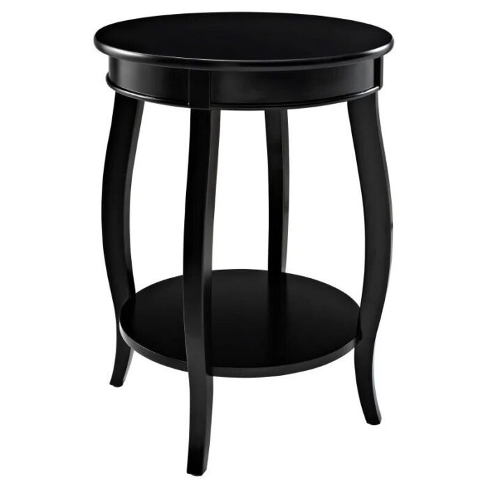 Elegant Black Round Side Table with Shelf, 24-Inch Height - Image 3