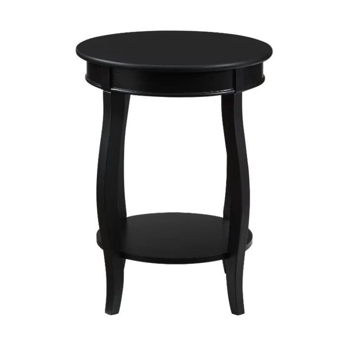 Elegant Black Round Side Table with Shelf, 24-Inch Height - Image 4
