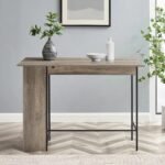 Expandable Grey Wash Side Table with Adjustable Shelves and Drop Leaf - Image 3