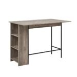 Expandable Grey Wash Side Table with Adjustable Shelves and Drop Leaf - Image 5