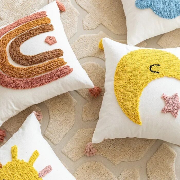 Bohemian Moon & Sun Tassel Throw Pillow Cover - Image 4