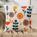 Embroidered Floral Canvas Cushion Cover - Image 5
