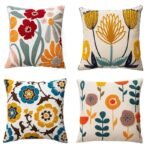 Embroidered Floral Canvas Cushion Cover - Image 4