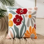 Embroidered Floral Canvas Cushion Cover - Image 6