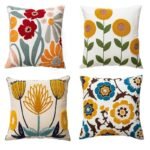 Embroidered Floral Canvas Cushion Cover - Image 7