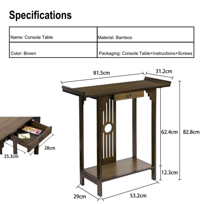 Elegant 32" Bamboo Console Table for Living Room, Hallway, and Entryway - Image 5