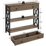 Elegant Taupe Wood and Dark Iron Console Table with Drawer and Shelves - Image 6