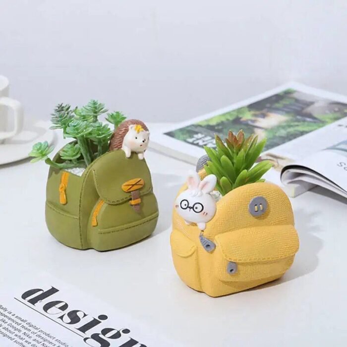 Charming Cartoon Animal Resin Plant Pot - Image 1
