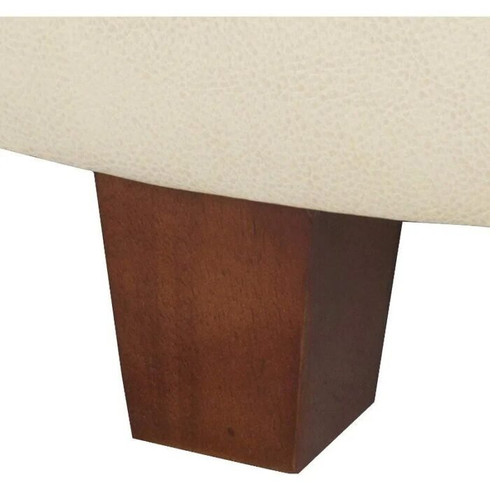Elegant Ivory Leatherette Round Storage Ottoman - Image 7