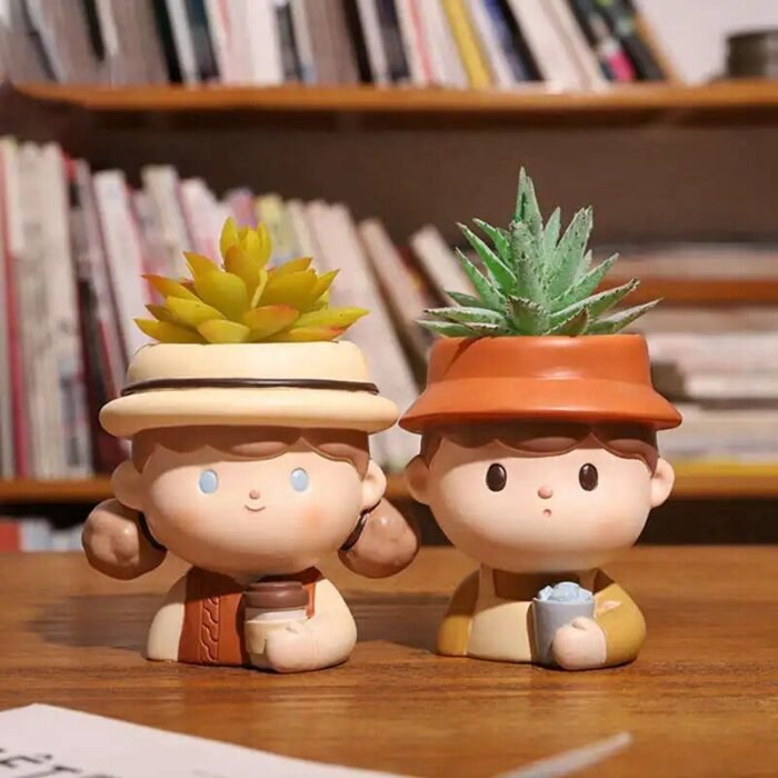 Charming Cartoon Cactus Succulent Flower Pot - Image 1