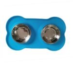 Non-Slip Stainless Steel Dual Dog Bowl with Silicone Mat - Image 4