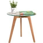 Modern Tempered Glass & Wood Nesting Coffee Tables - Set of 2 - Image 5