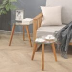 Modern Tempered Glass & Wood Nesting Coffee Tables - Set of 2 - Image 3