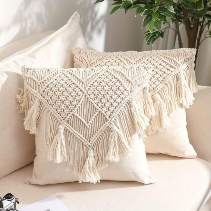 Bohemian Tassel Throw Pillow Cover - Image 1