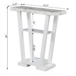 Modern White Faux Marble Console Table with Shelving - Image 5