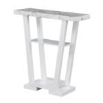 Modern White Faux Marble Console Table with Shelving - Image 4