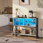 Multi-Functional Industrial Console Table with LED Lights and USB Charger - Image 2