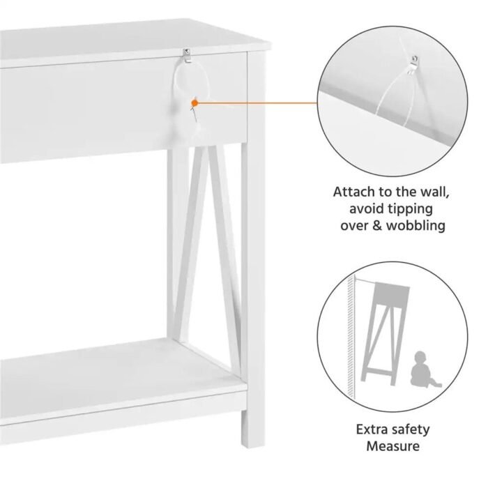 Elegant White Wooden Console Table with Drawers and Shelf - Image 5