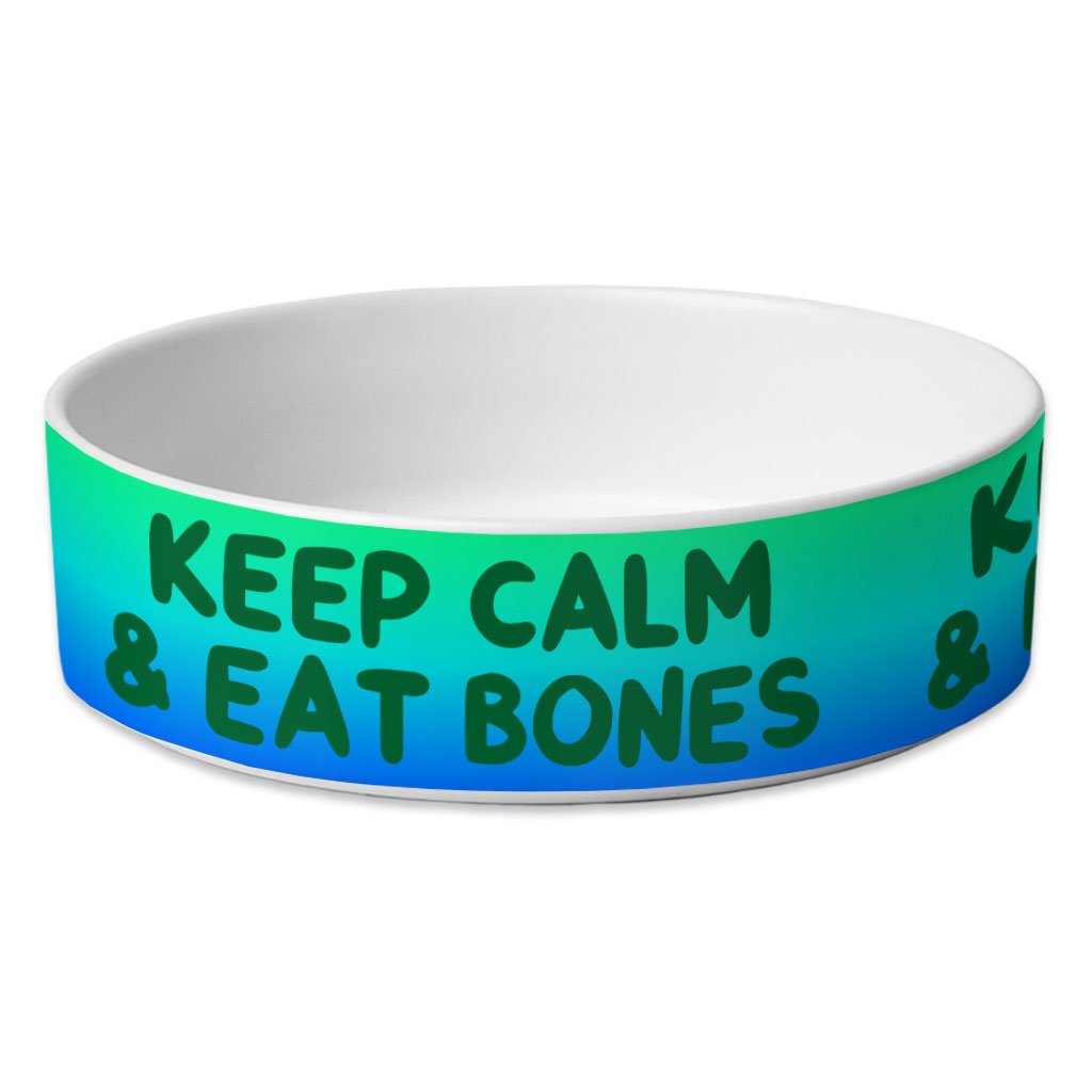 67549-2a0813.jpeg Keep Calm Pet Bowl - Trendy Dog Bowl - Printed Pet Food Bowl - Image 1