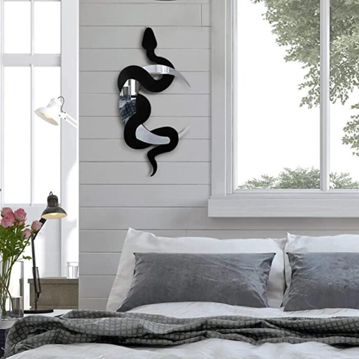 Enchanting Black Snake and Crescent Moon Mirror - Image 1