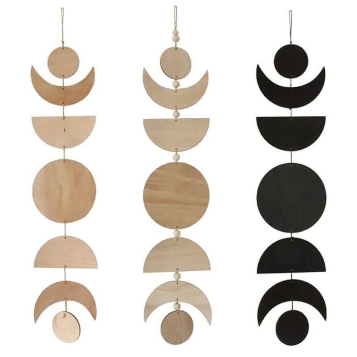 Bohemian Moon Phase Garland - Wooden Wall Hanging for Modern Home Decor - Image 1
